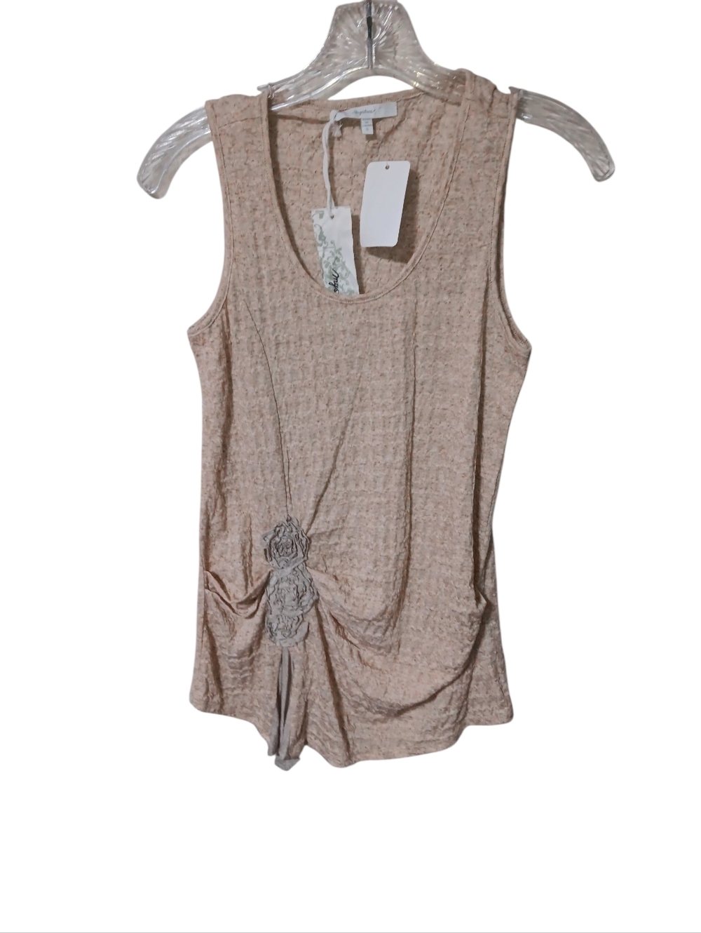 NWT Mystree Sleeveless Linen Blend Scoop Neck Top Small Tan